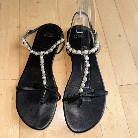 Stuart Weitzman pearlized bow toe thong sandal, 8, CB2412 - Picture 3 of 5